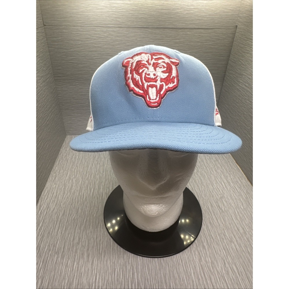 Chicago Bears New Era 59FIFTY Fitted Hat Blue White Embroidered Cap Size 8 NFL